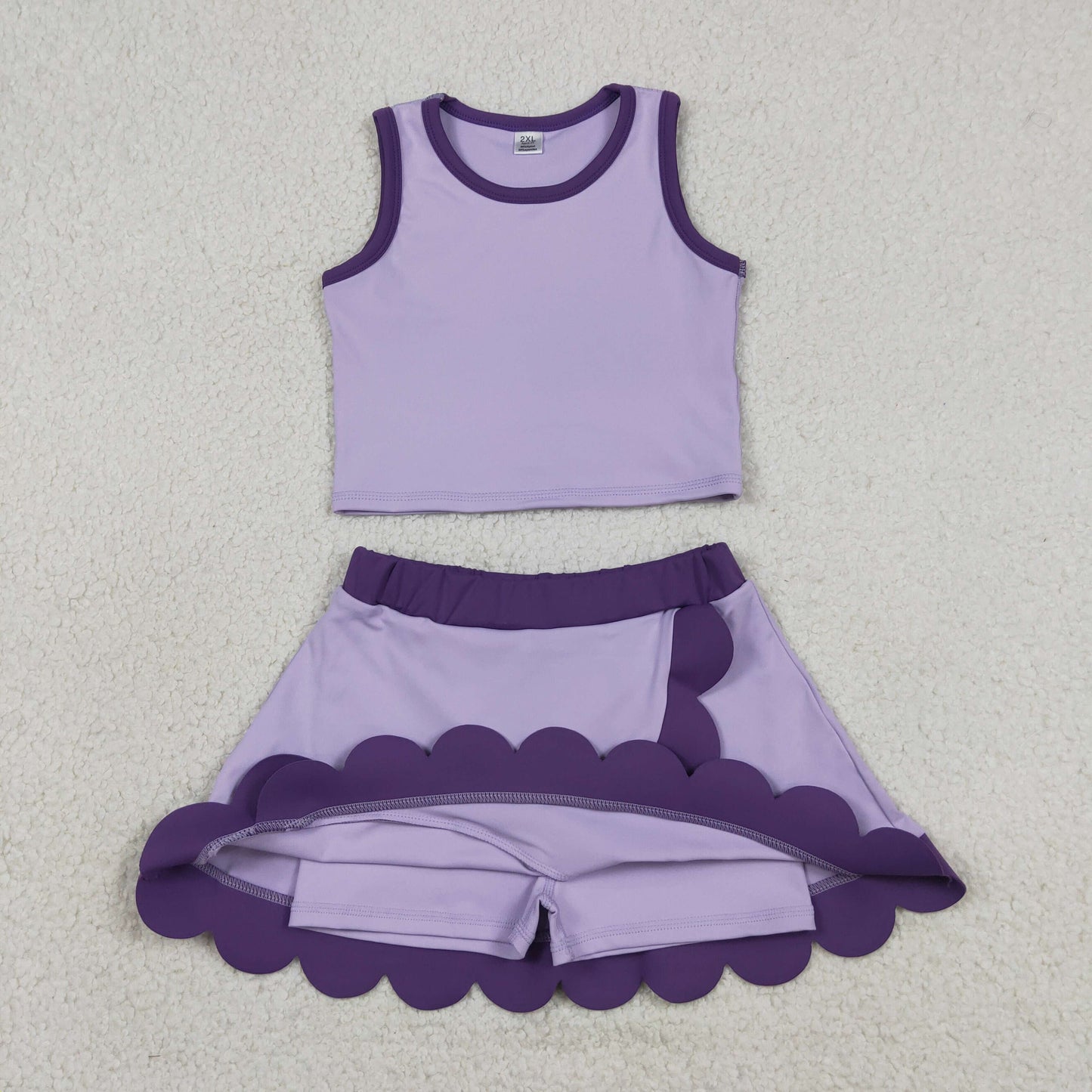 GSD4026 Yoga Purple Sleeveless Skorts Girls Set