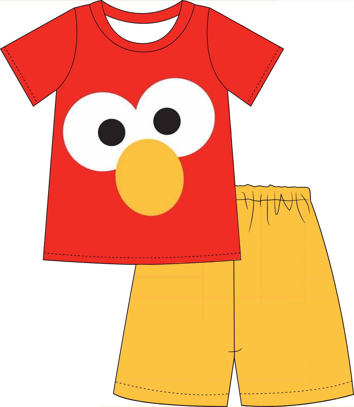 custom style cartoon cute animals red short sleeve yellow shorts boys set tat 6-8 weeks