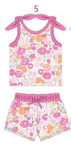 custom moq 3 each Summer flowers style girls set