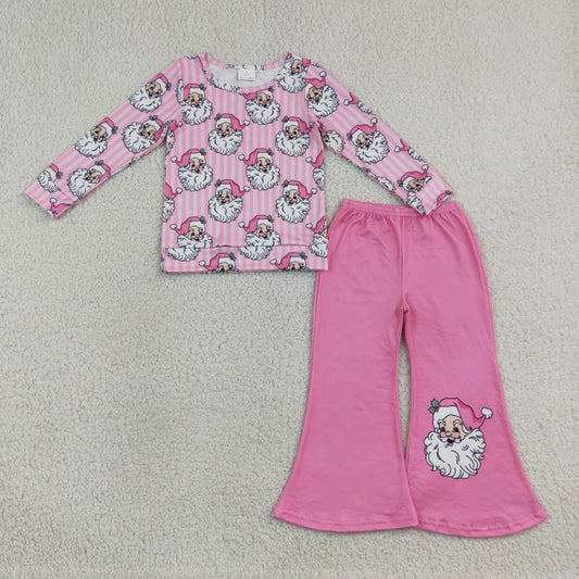 GLP3538 Halloween Santa Hot Pink Long Sleeve Pants Girls Set