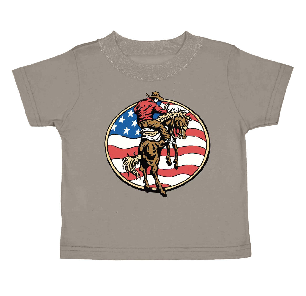 preorder BT0518 July 4th Horse Riding Grey Short Sleeve Boys Top