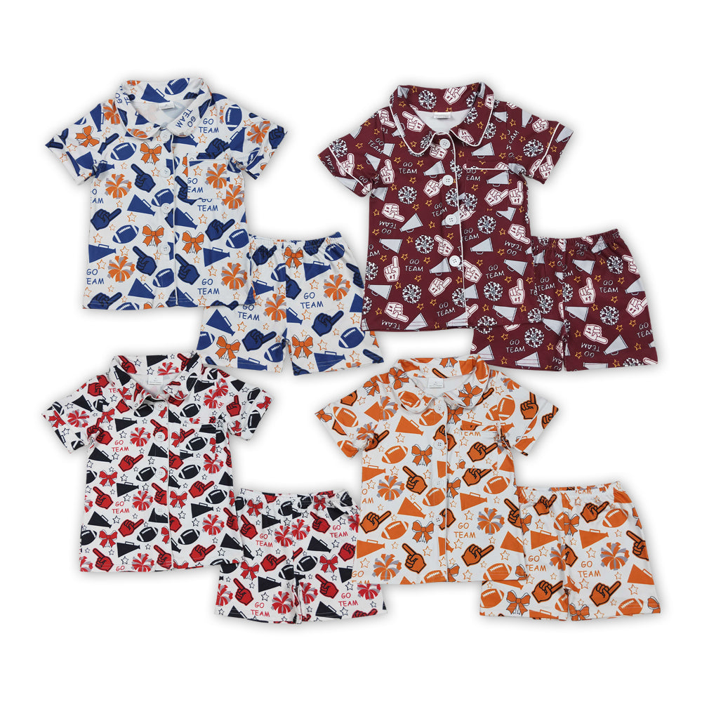 football cheer go team short sleeve shorts girls pajamas RTS sibling clothes
