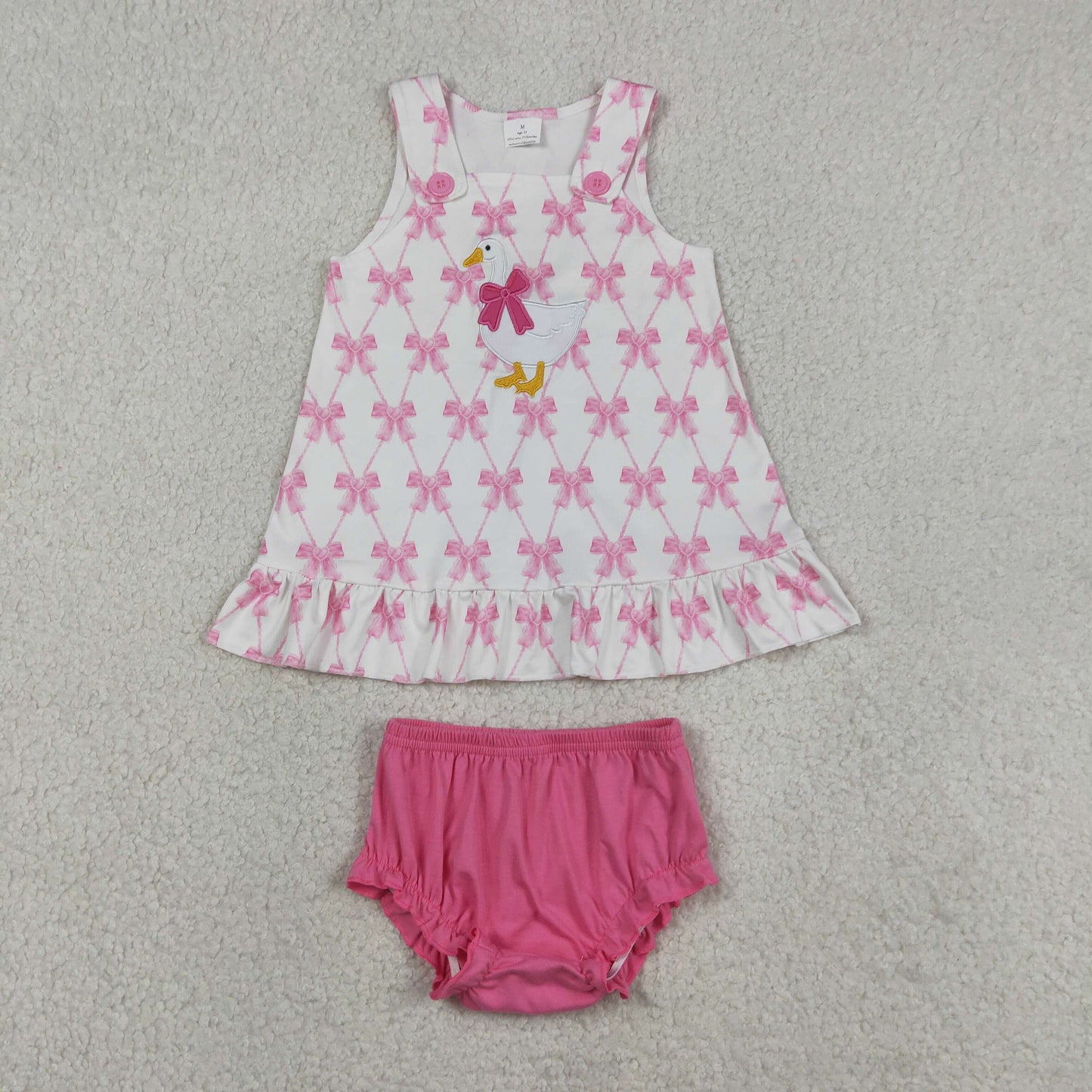 GBO0505 Goose Pink Bows Sleeveless Girls Bummies Set