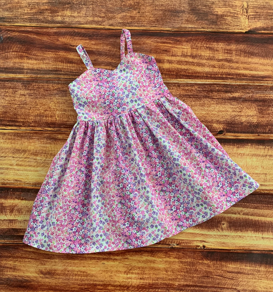 Custom pink flowers girls dress moq 3