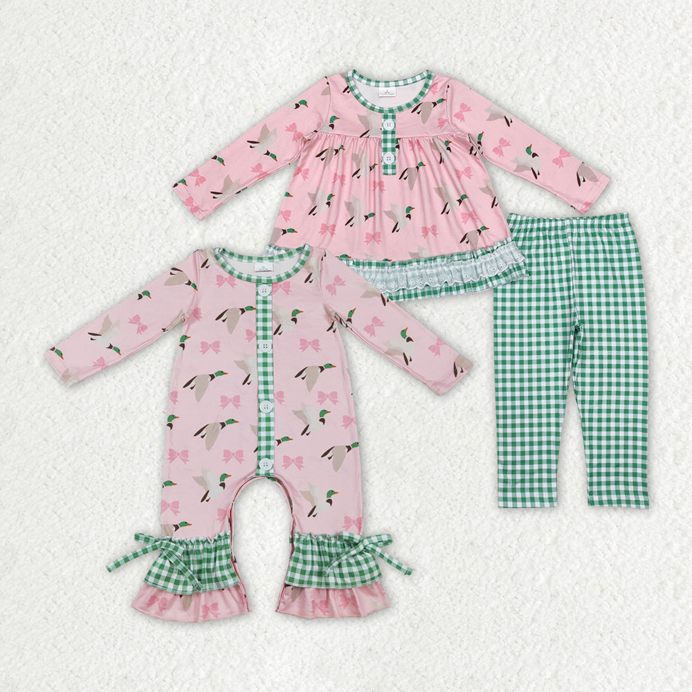 mallard duck pink bows RTS sibling clothes