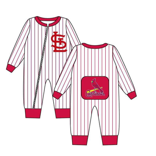 custom S 10.10 Team red striped long sleeve boys romper