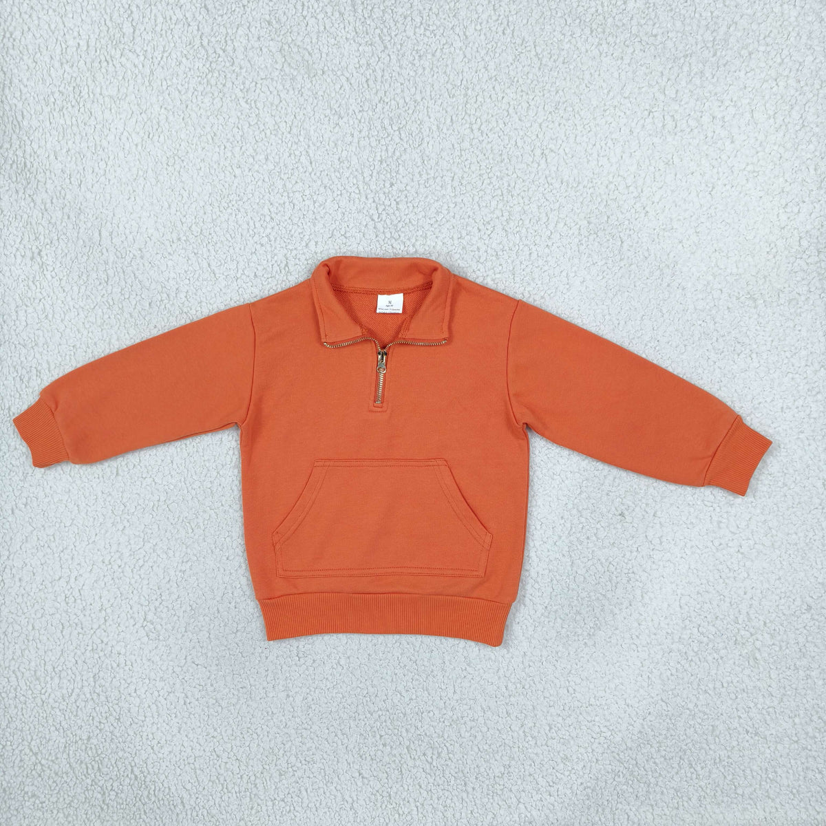 GT1765 Orange Sweatshirt Zipper Pocket Long Sleeve Girls Top