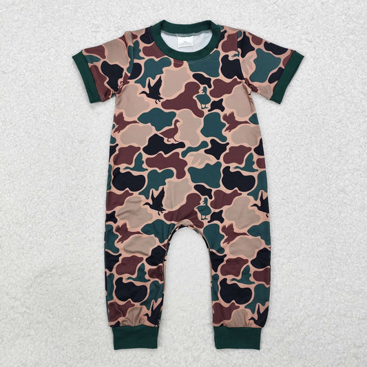 USA SHOP SR1816 dark green camo short sleeve boys romper