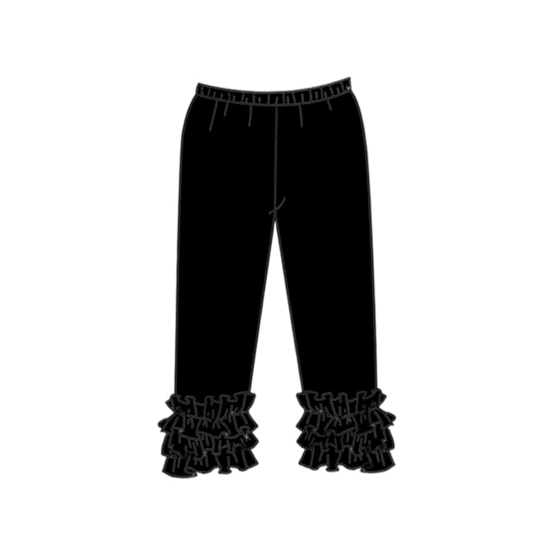 Custom style black ruffles girls pants