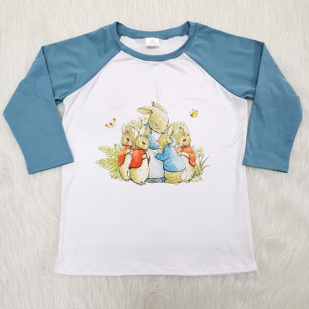 6 B13-33 Easter Rabbits Boys Raglan Sleeve T-shirts