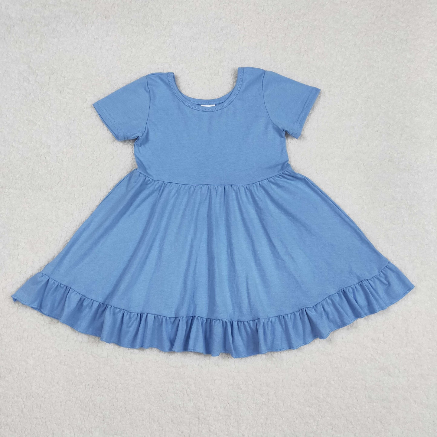 GSD1915 blue cotton short sleeve girls dress