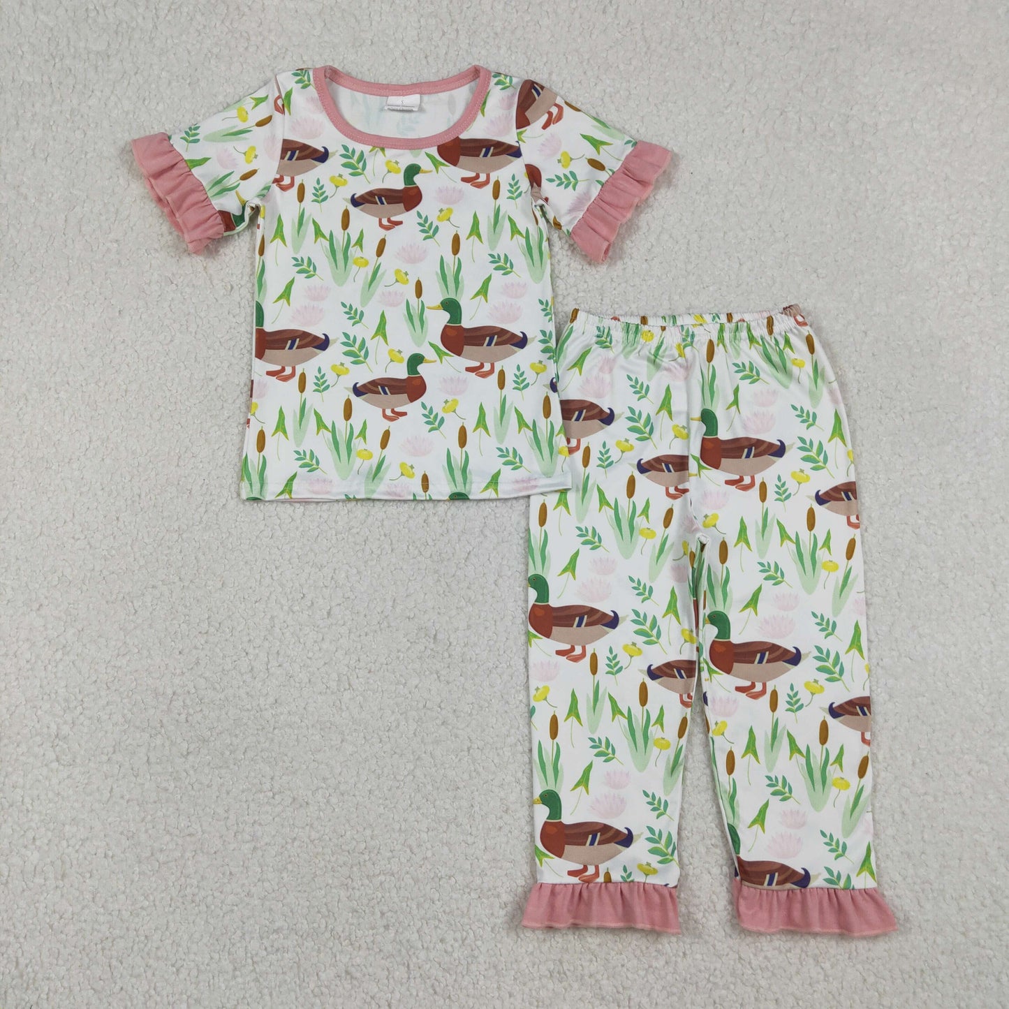 GSPO1252 Mallard Red Short Sleeve Pants Girls Pajamas