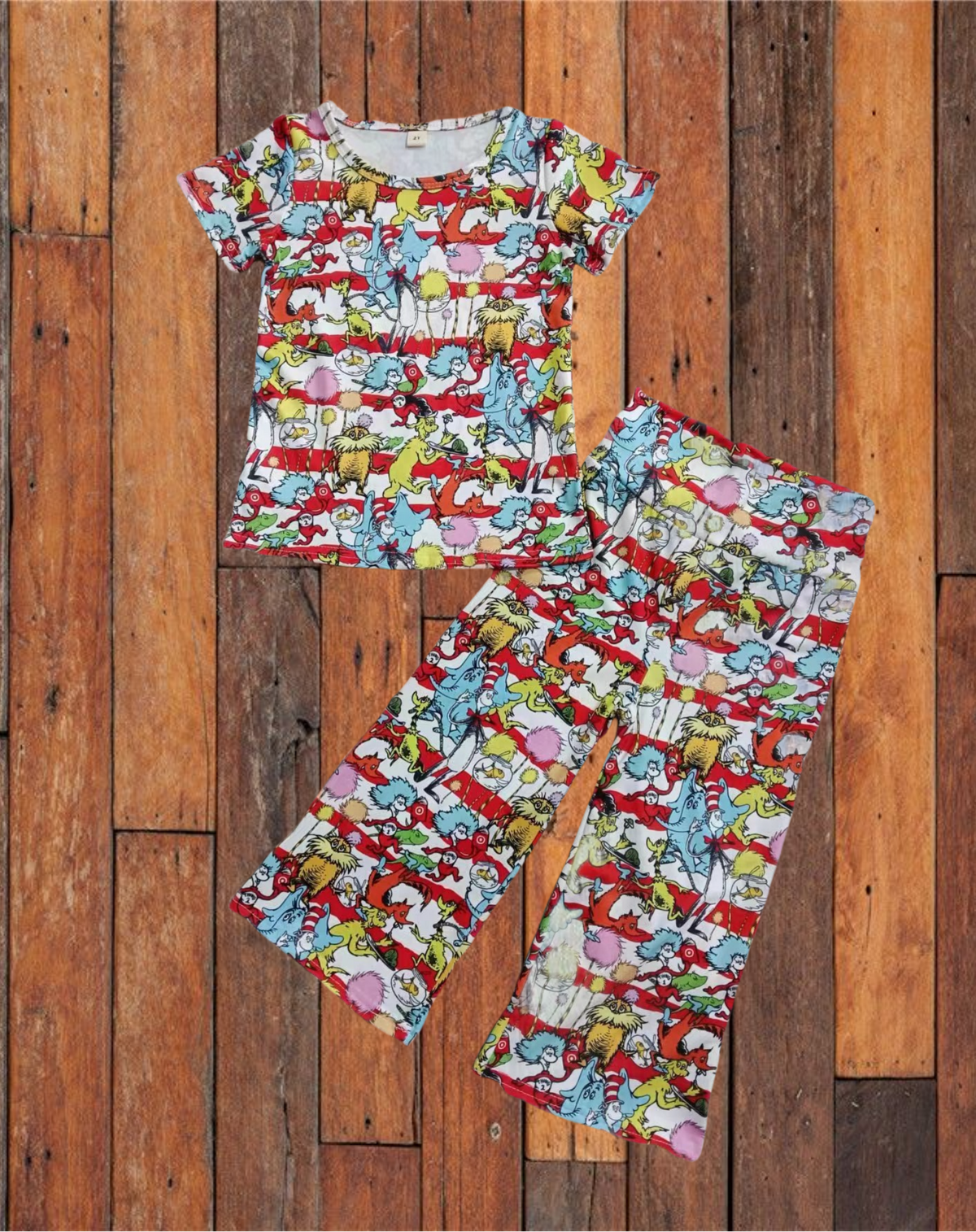 custom moq 3 cartoon Dr elephant red short sleeve pants girls set