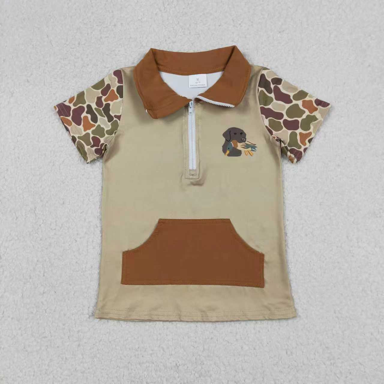 Hunting Style Pocket Zipper Boys Top Sibling Clothes RTS