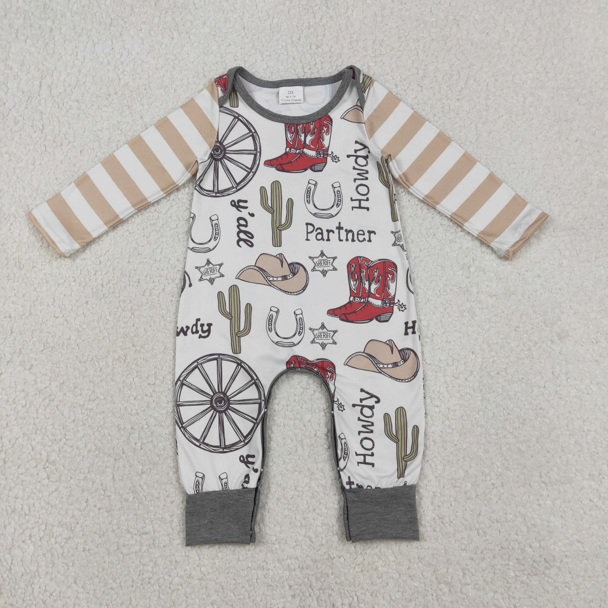 LR2977 Western Howdy Partner Long Sleeve Boys Romper