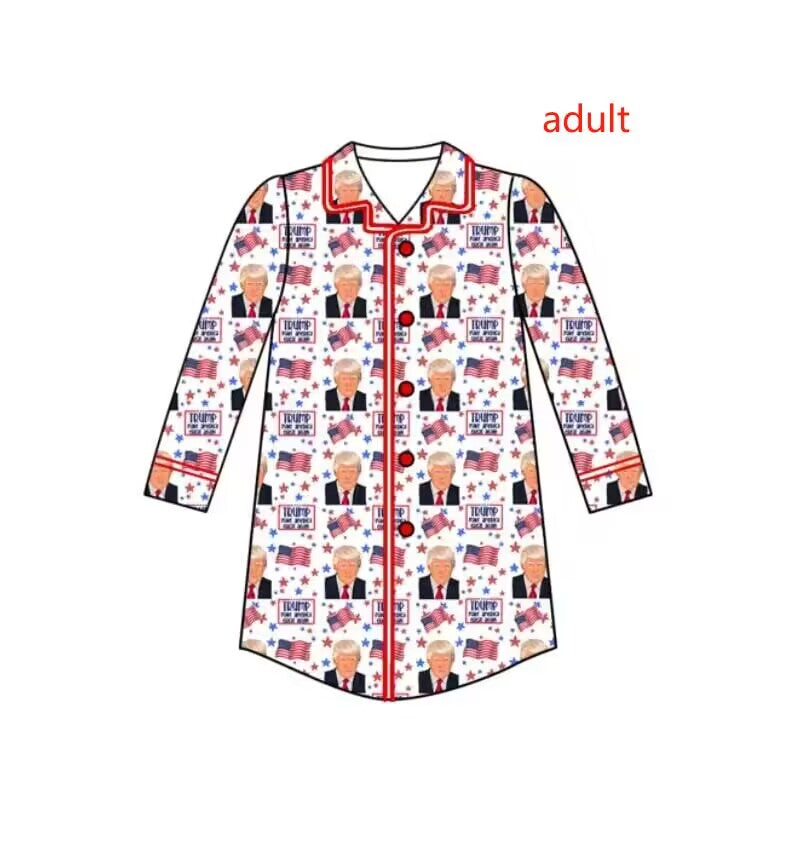 custom Trump flag red long sleeve adult top gown
