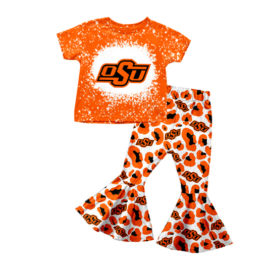 custom S 10.18 Orange short sleeve pants girls set
