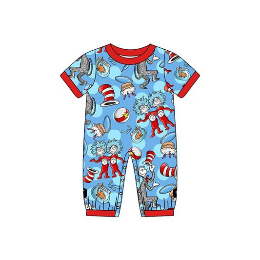 preorder SR0587 Dr cartoon blue short sleeve boys romper