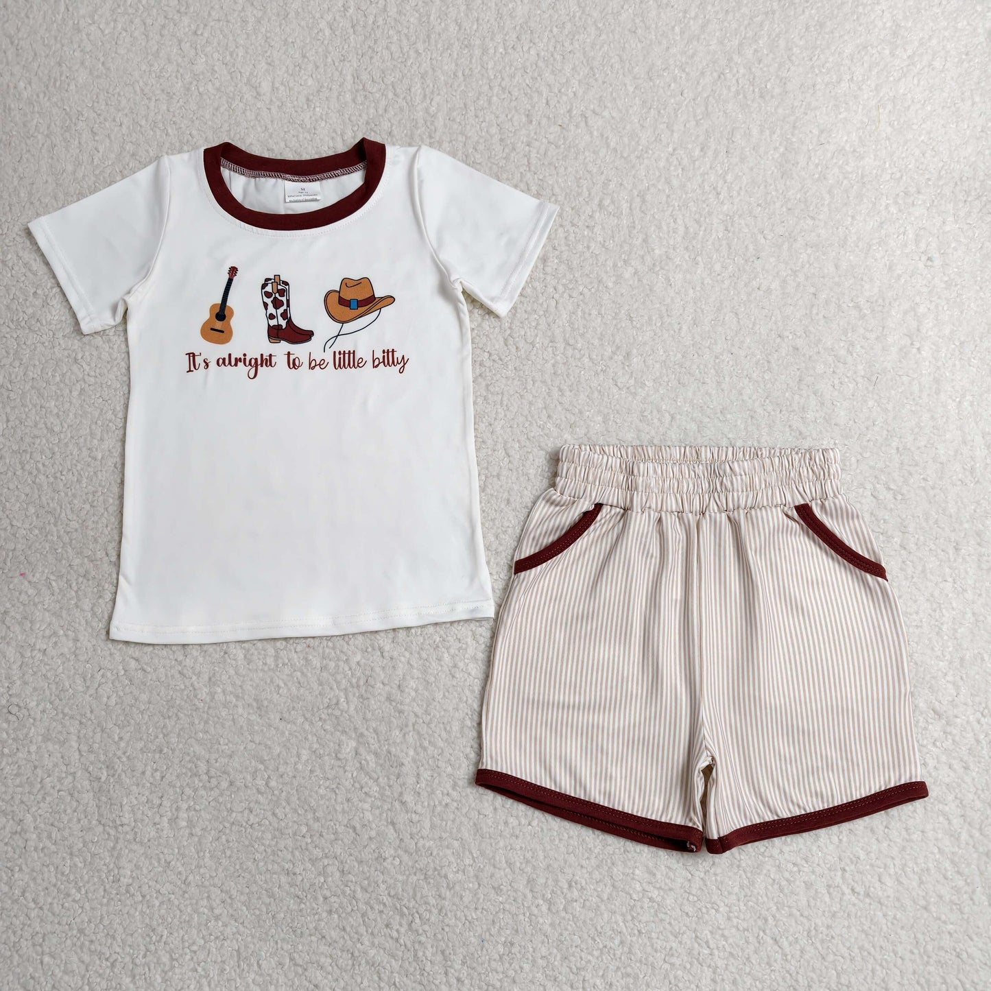 BSSO1578 it’s alright to be little butty short sleeve shorts boys set
