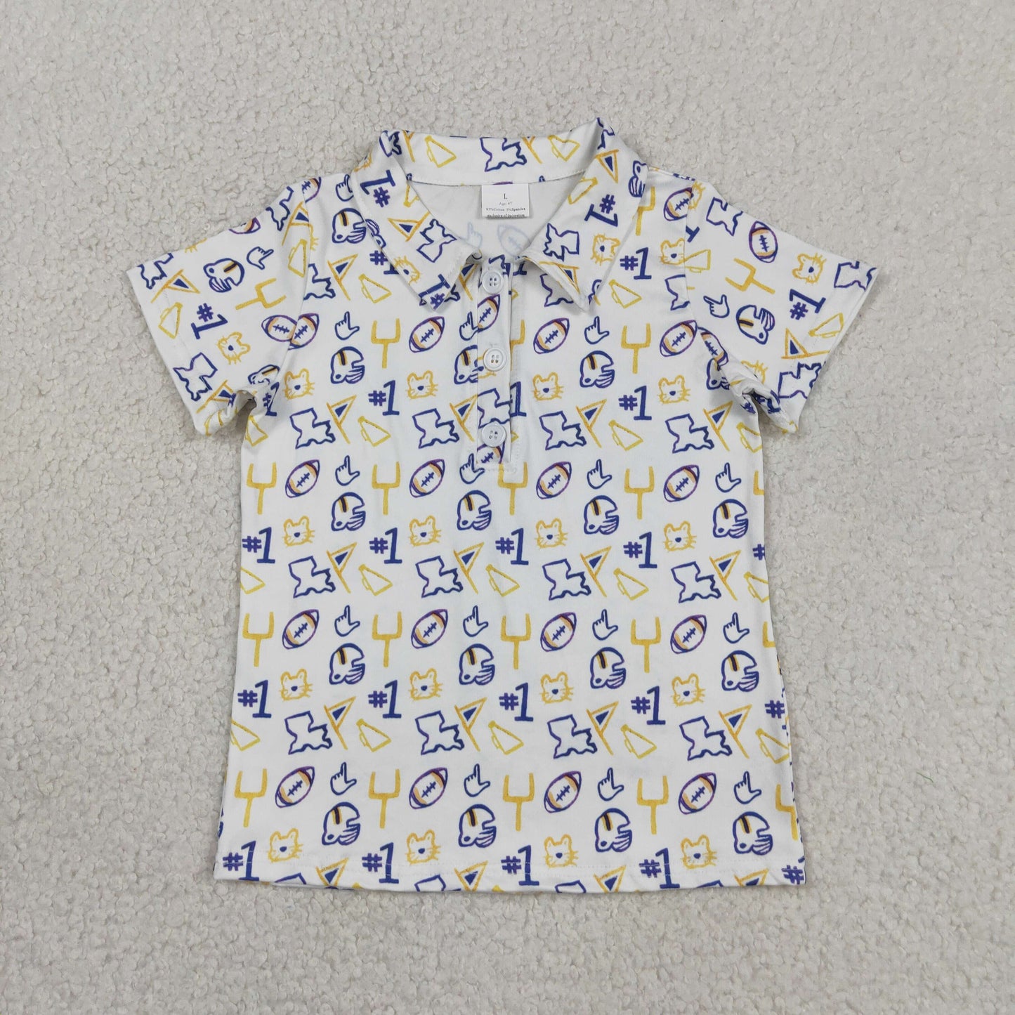 BT1763 Team Purple Yellow Short Sleeve Boys Top