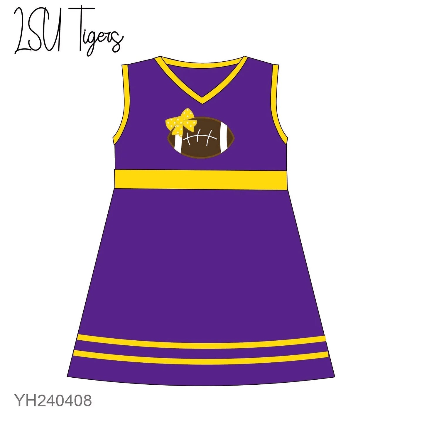 custom football purple sleeveless girls dress