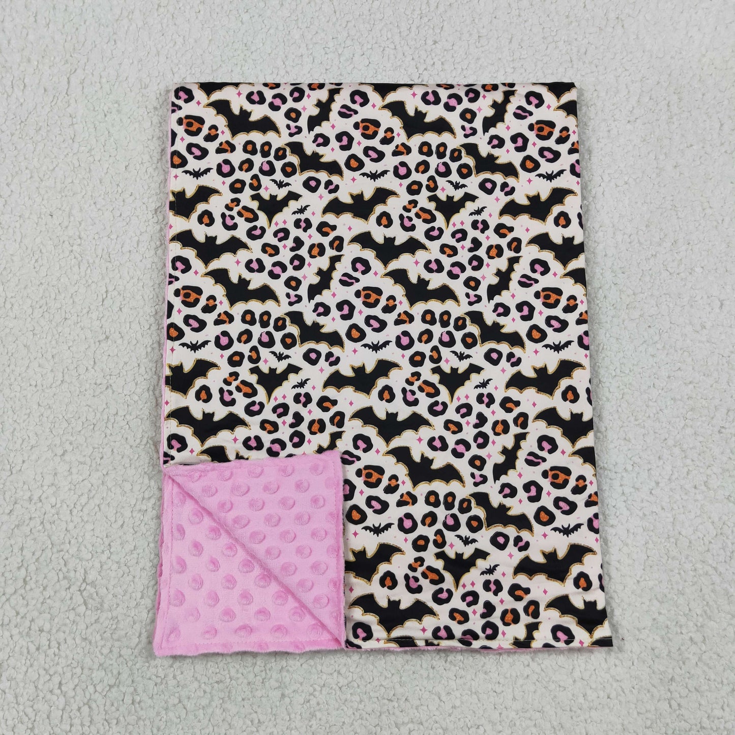 BL0254 Halloween Leopard Bat Baby Blanket