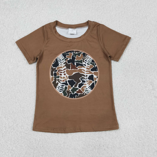 BT1429 hunting baseball camo short sleeve boys top
