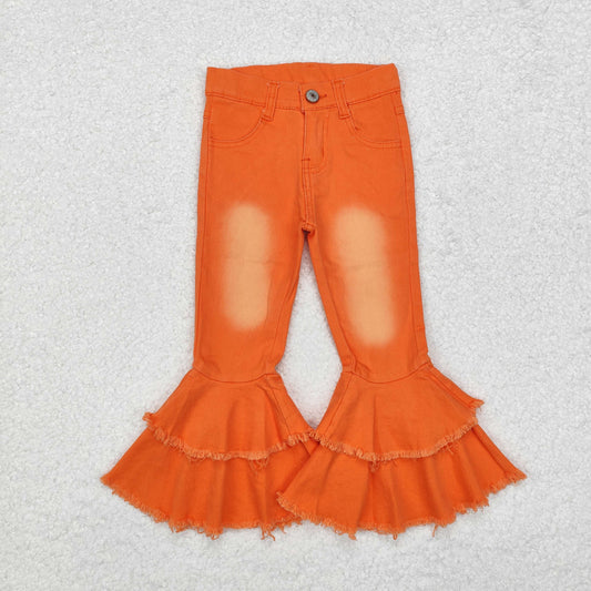 10 Orange Ruffles Bell-bottom High Quality Baby Girls Denim Jeans