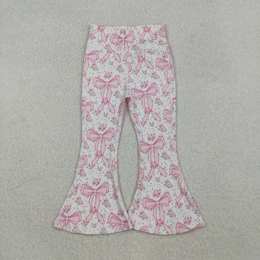 P0773 yoga pink bows flowers girls pants