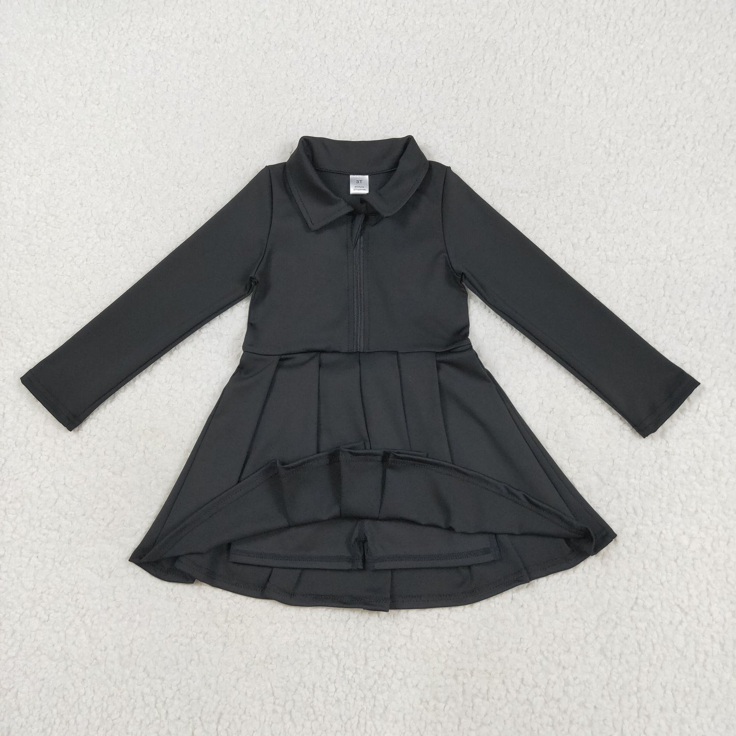 GLD1150 yoga black zipper long sleeve girls dress