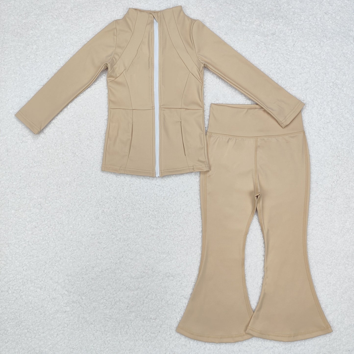 GLP1555 khaki long sleeve pants girls sport wear/ yoga clothes girls set