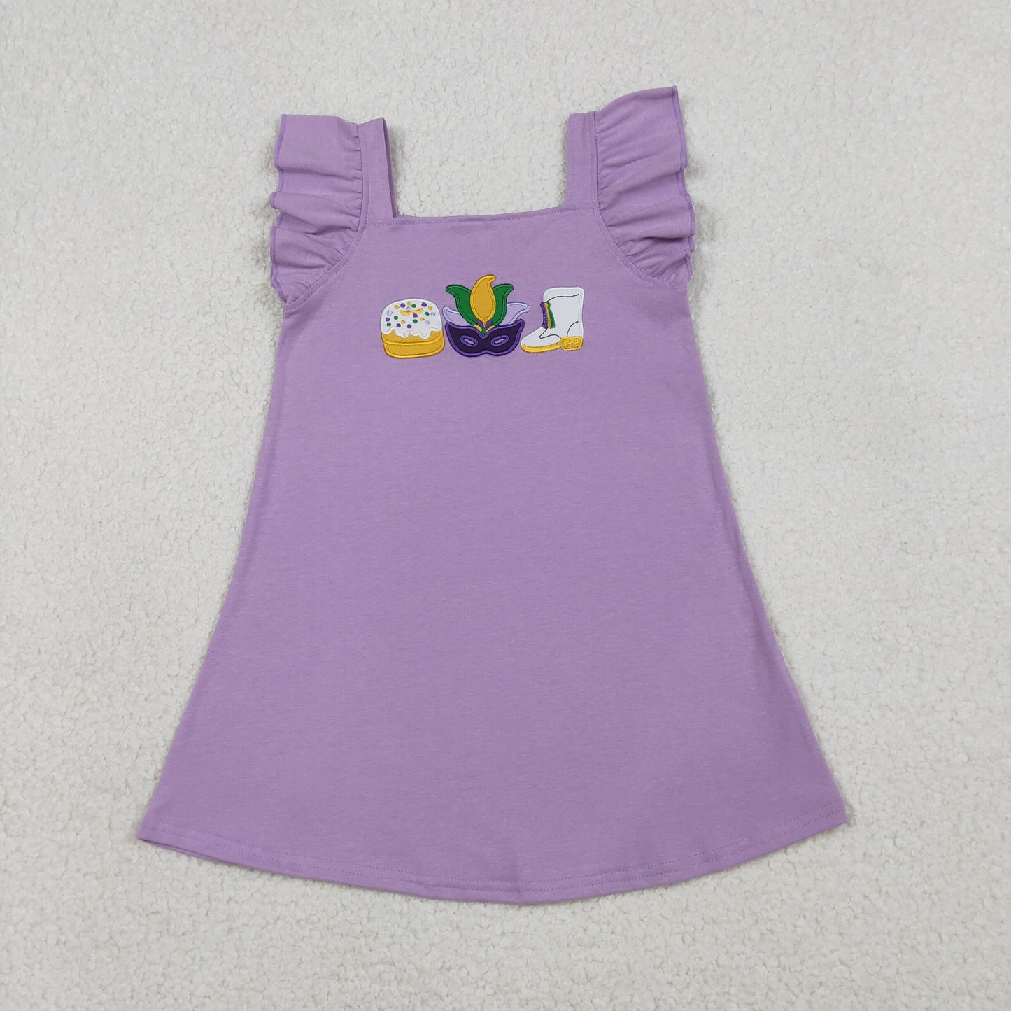 Embroidery Mardi Gras Purple Girls Set/Dress Sibling Clothes