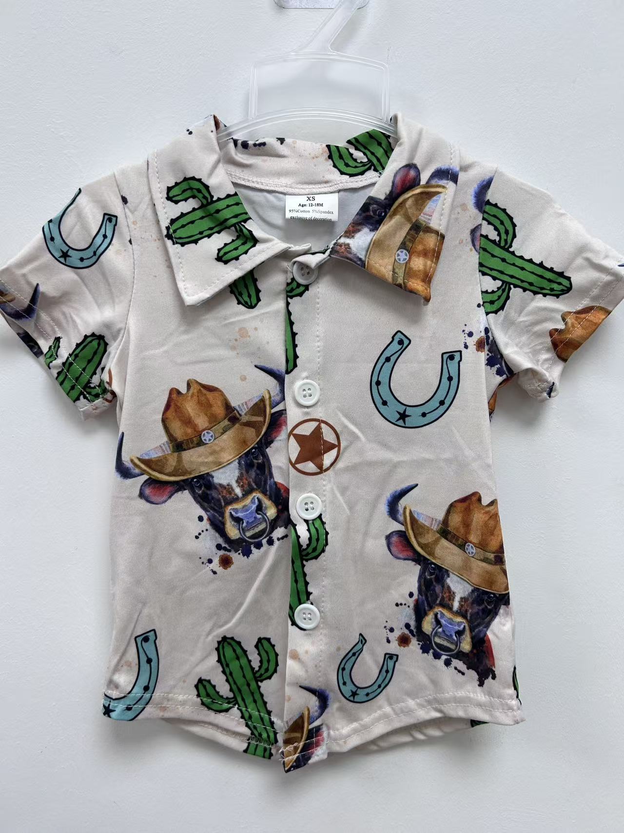 Western style short sleeve boys shirt boys top RTS Sibling  Clothes