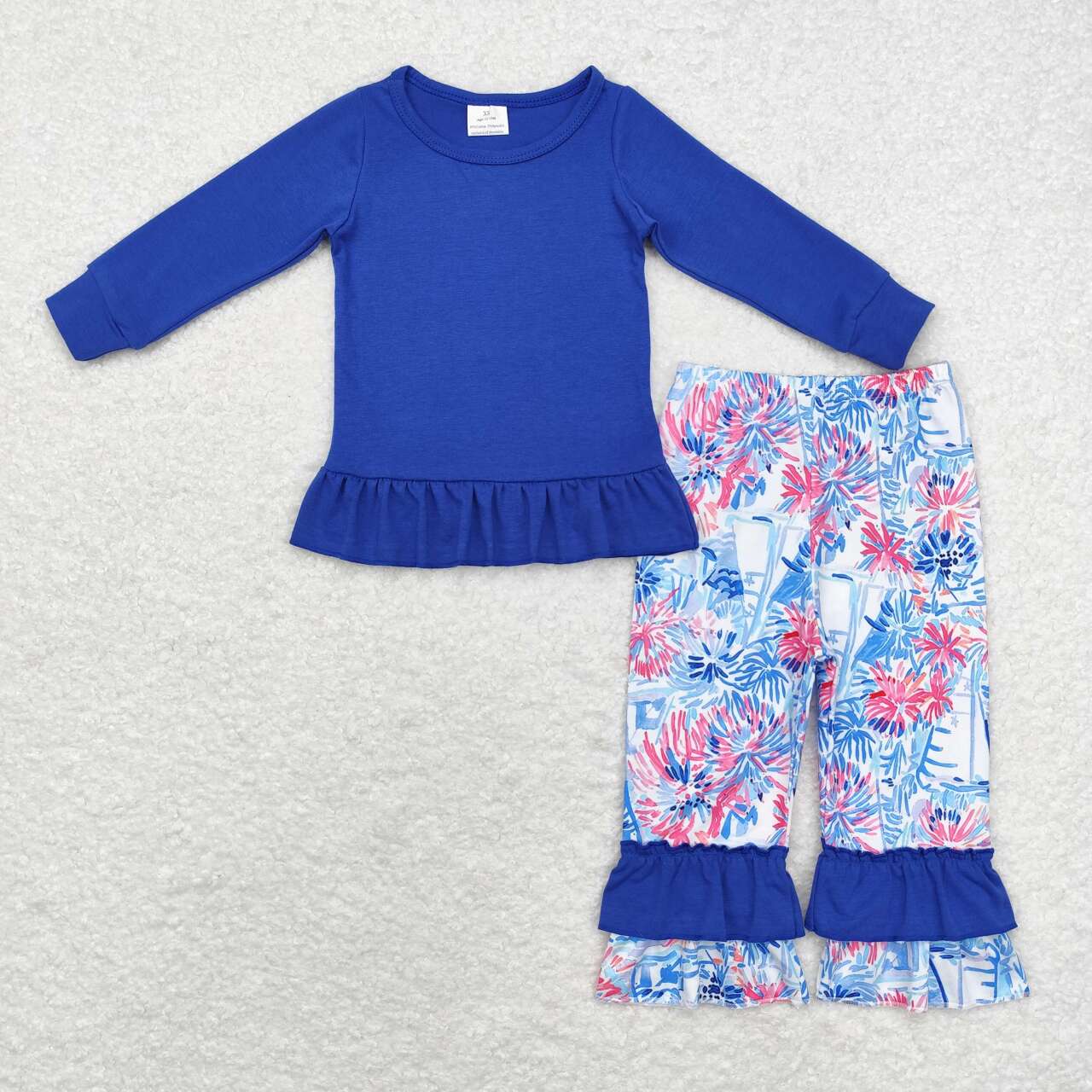 colorful flowers print girls set RTS sibling clothes