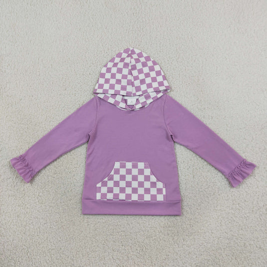 GT1852 Purple Pocket Hoodie Long Sleeve Girls Top