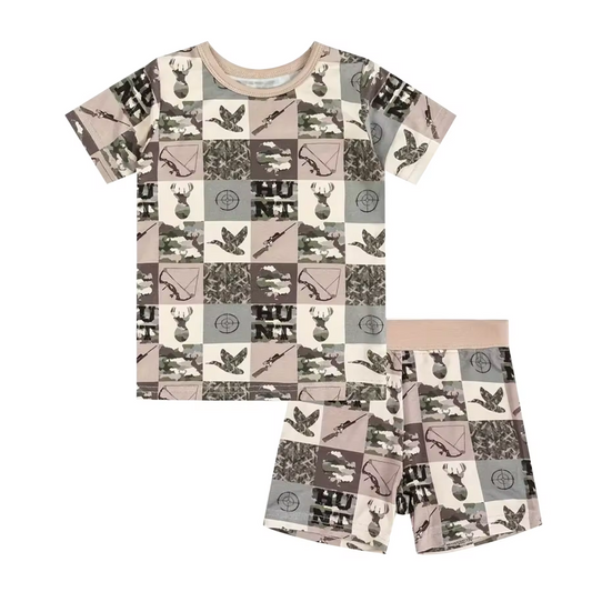 custom camo deer mallard short sleeve shorts kids pajamas