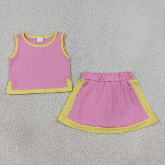 GSD4187 Pink Sleeveless Skorts Girls Set