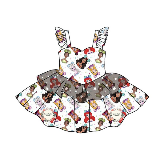 custom S 8.12 Cartoon princess flutter sleeve girls dress