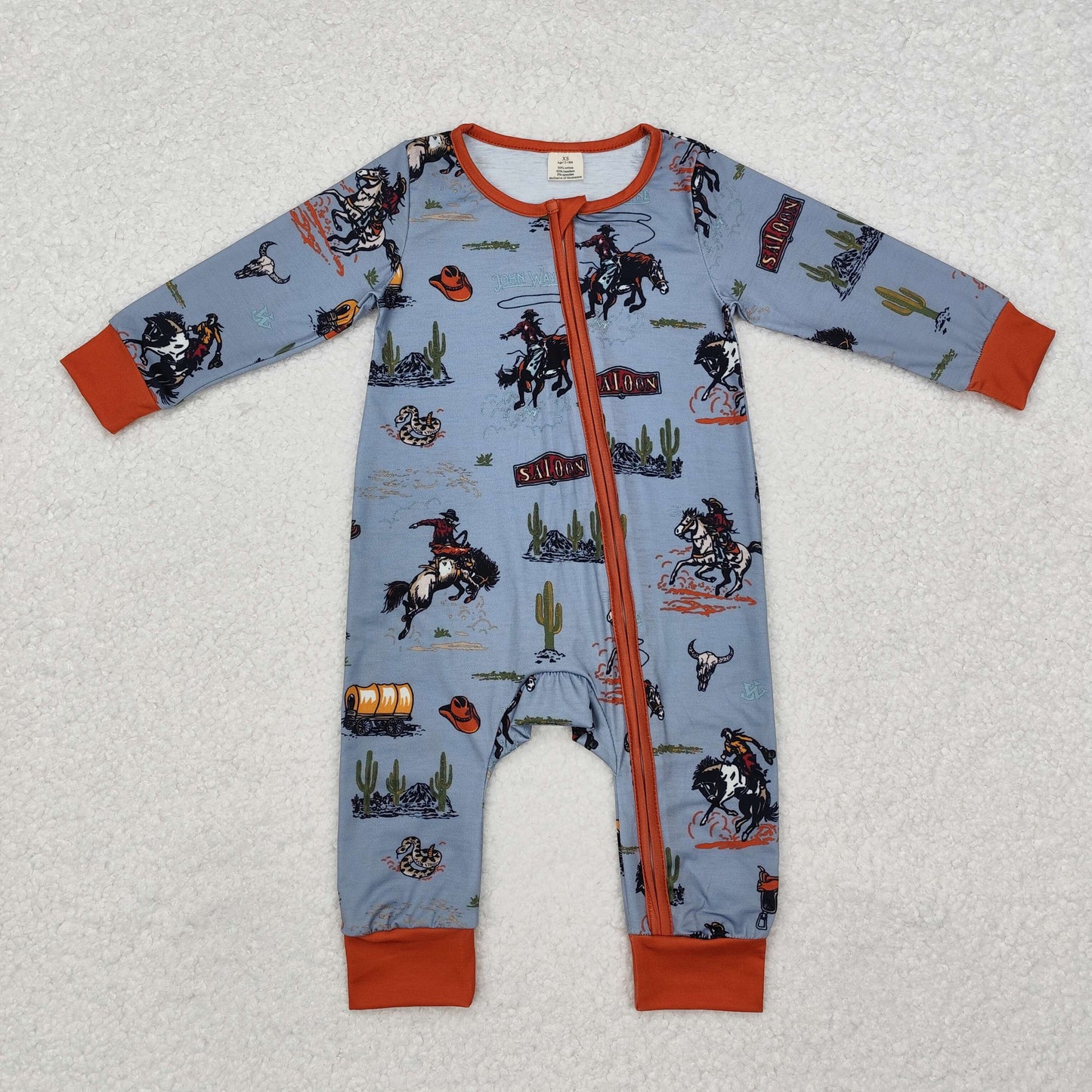 bamboo Western rodeo cactus pajamas RTS sibling clothes