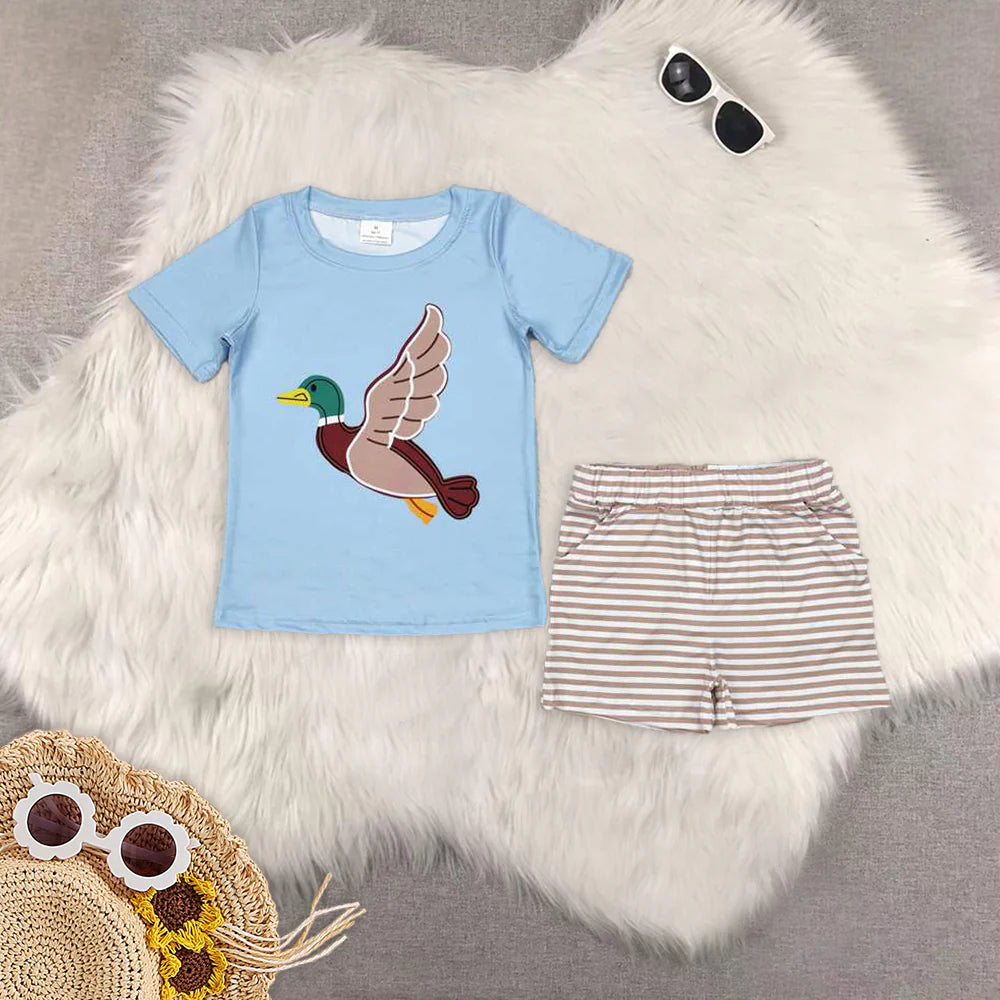 cartoon mallard duck goose Sumemr boys set Sibling Clothes RTS
