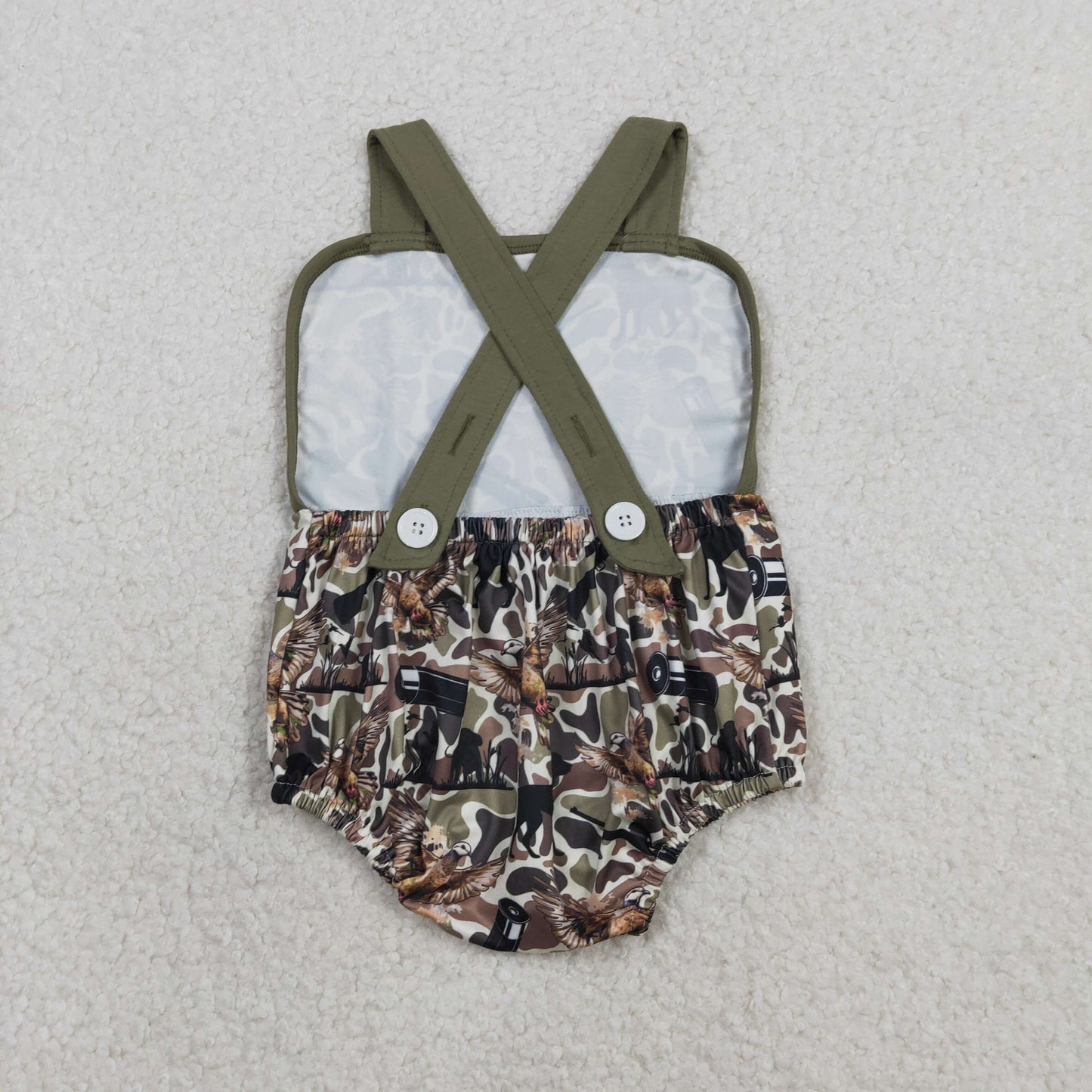 SR3926 Hunting Camo Dog Mallard Boys Romper