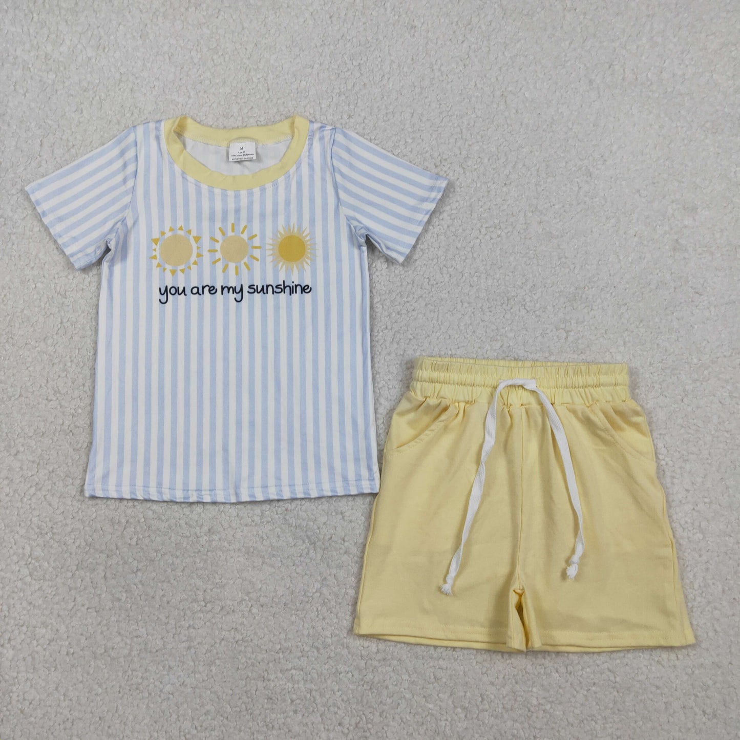 BSSO1734 You Are My Sunshine Short Sleeve Yellow Shorts Boys Set