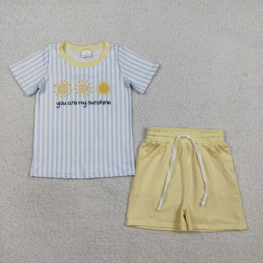 BSSO1734 You Are My Sunshine Short Sleeve Yellow Shorts Boys Set