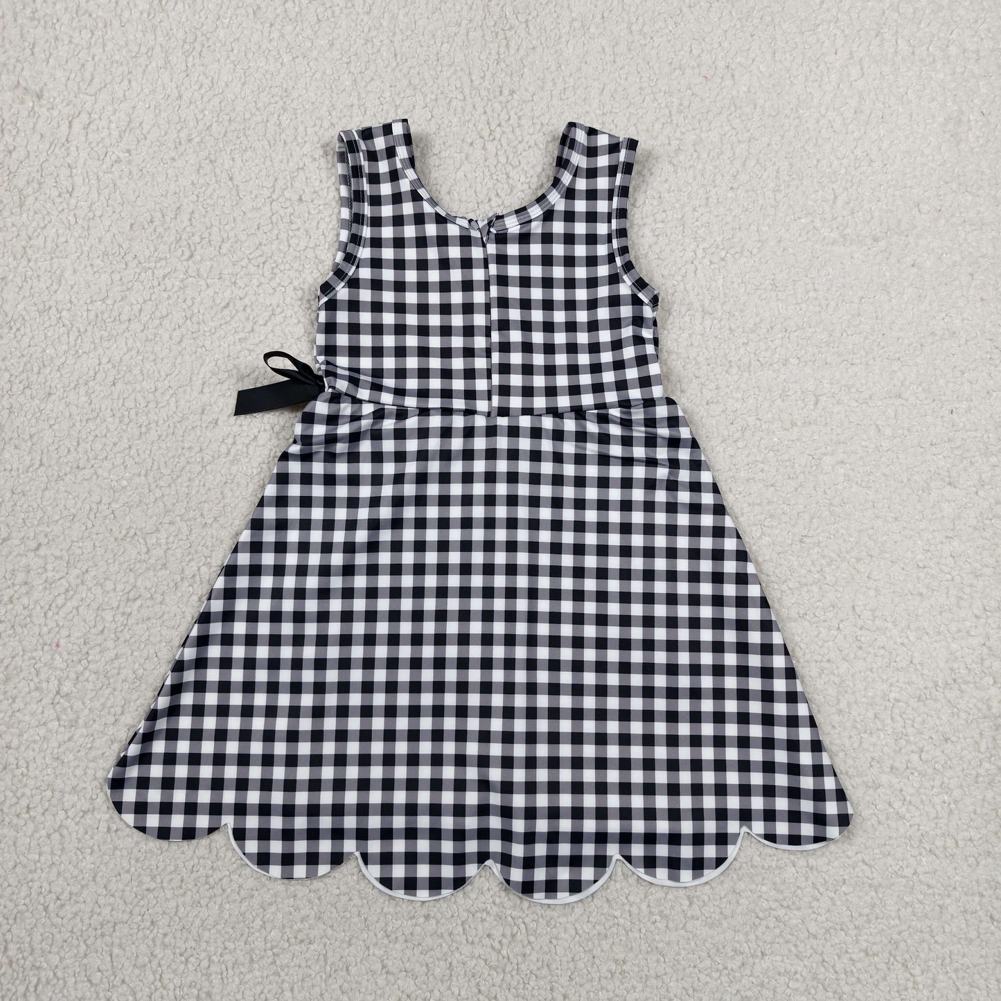GSD3777 Yoga Black Checkered Sleeveless Skorts Girls Dress