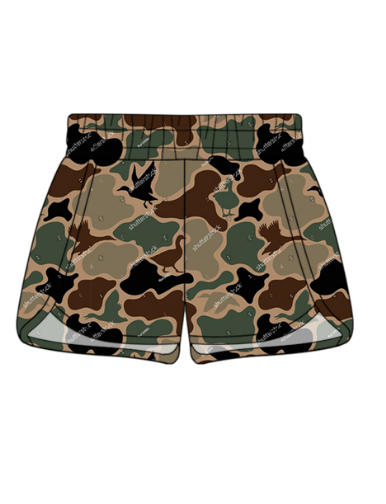 custom style brown camo kids shorts