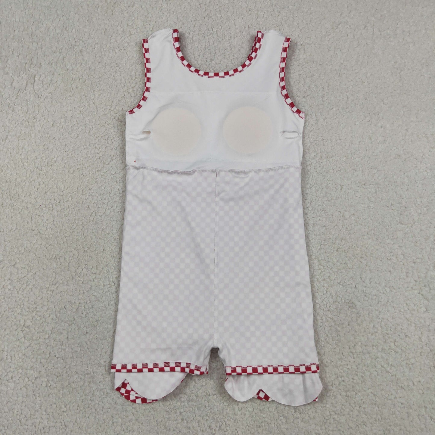 GSD3669 Yoga Scallop Red Checkered Sleeveless Skorts Girls Dress