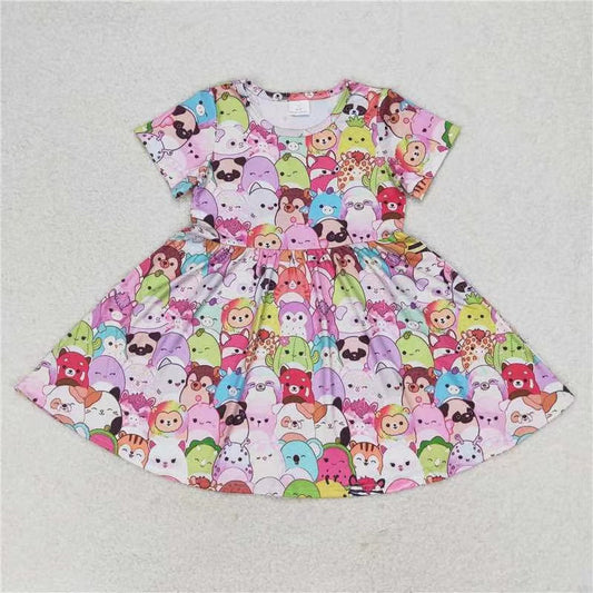 GSD1193 cute animals game short sleeve girls dress