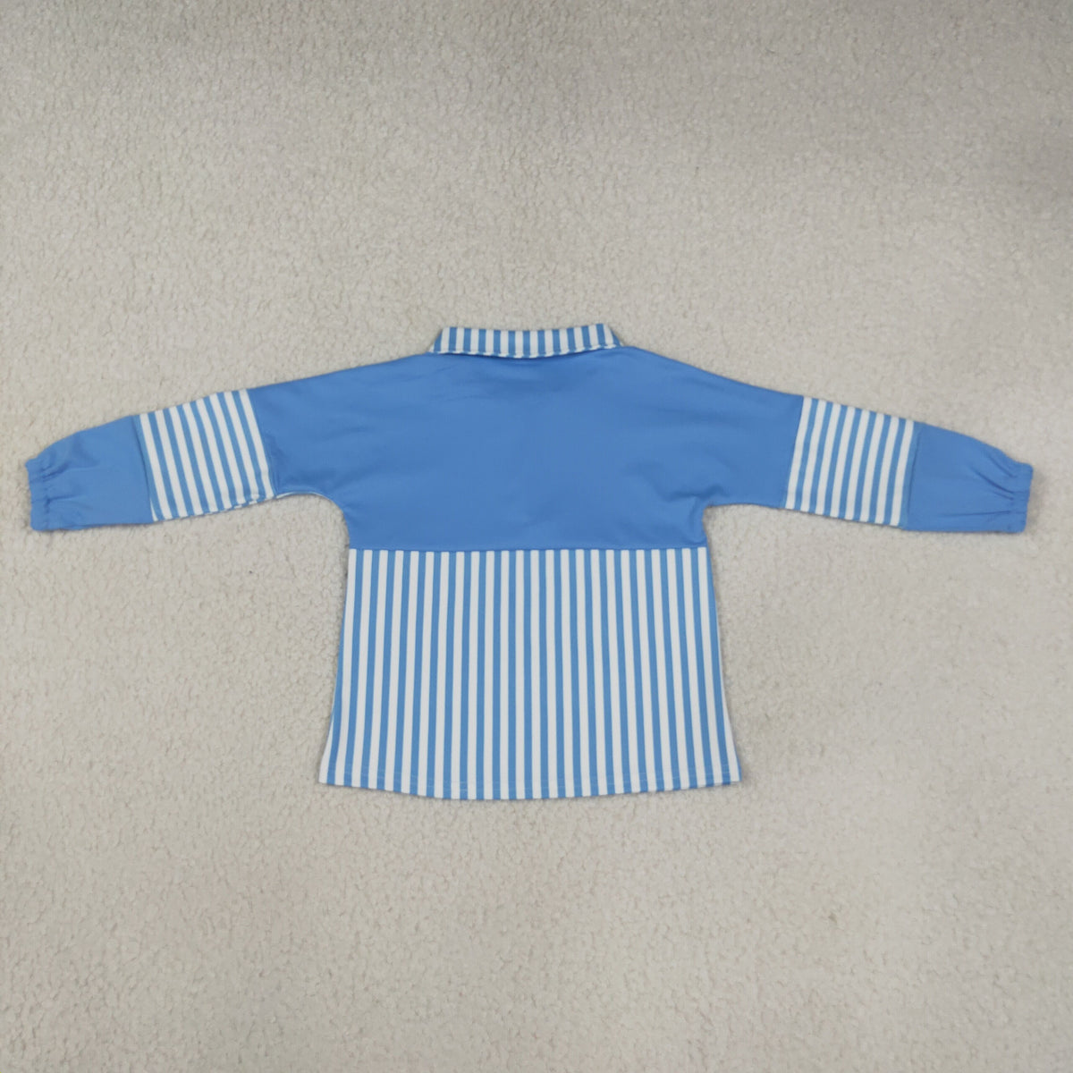GT1716 Blue Striped Zipper Long Sleeve Girls Top