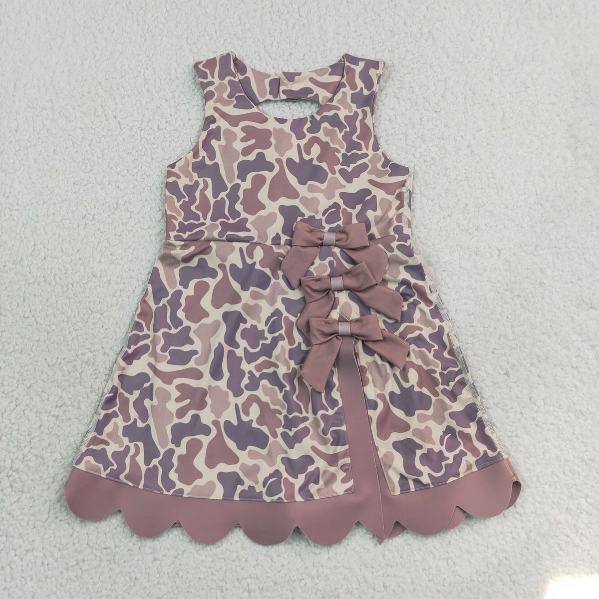 GSD4227 Yoga Camo Bows Skorts Sleeveless Girls Set