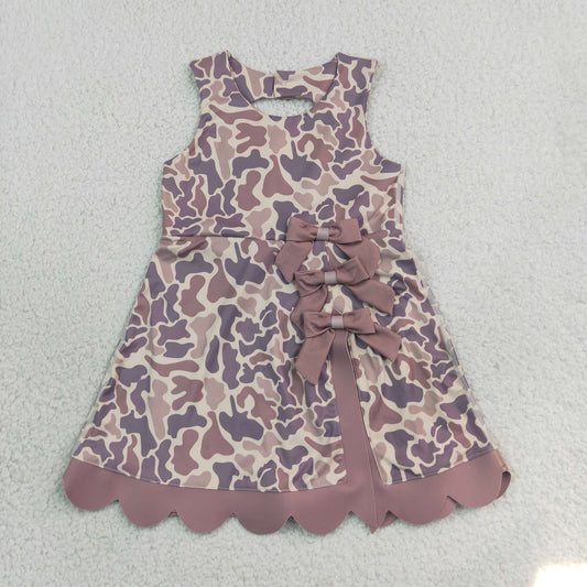 GSD4227 Yoga Camo Bows Skorts Sleeveless Girls Set